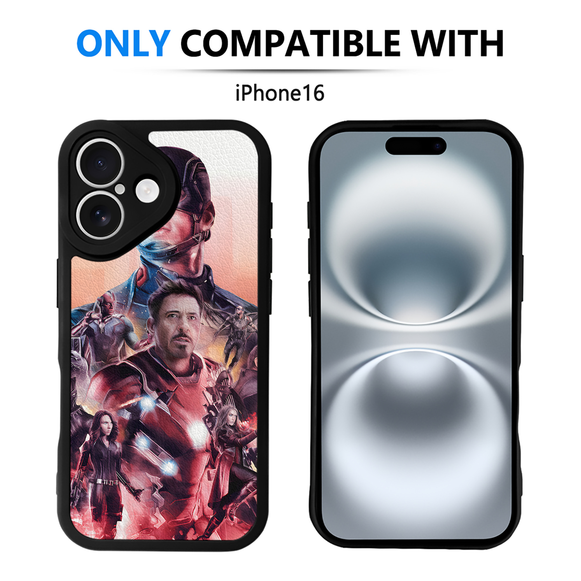 （画像用） アベンジャーズ The Avengers 【iPhone 16シリーズ対応】シリコンスマホケース（レザー調） 材質：シリコン